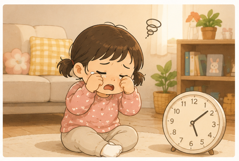 낮잠을 건너뛴 후 피곤하고 예민해진 아이