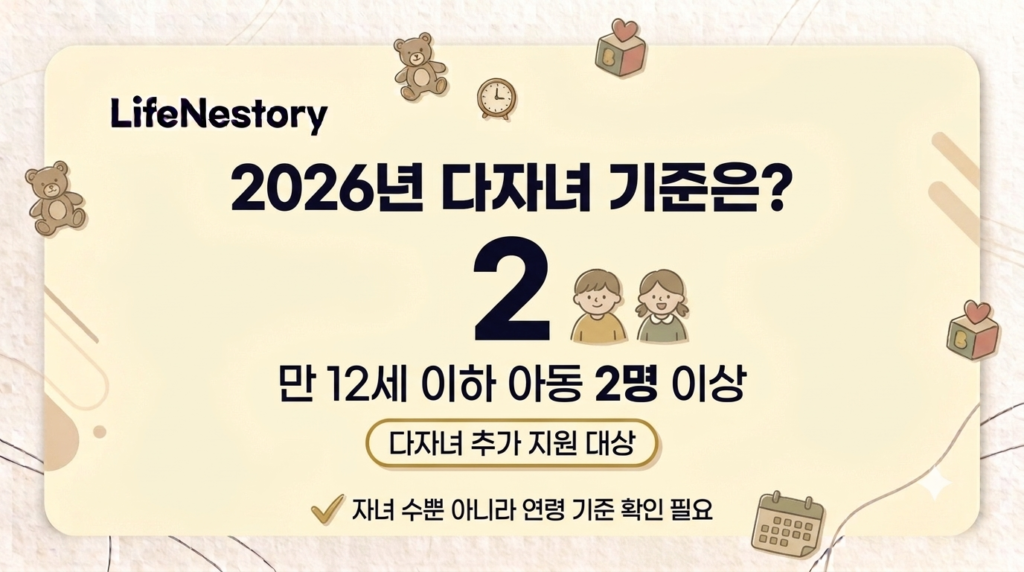 2026년 아이돌봄서비스 다자녀 기준 만 12세 이하 아동 2명 이상