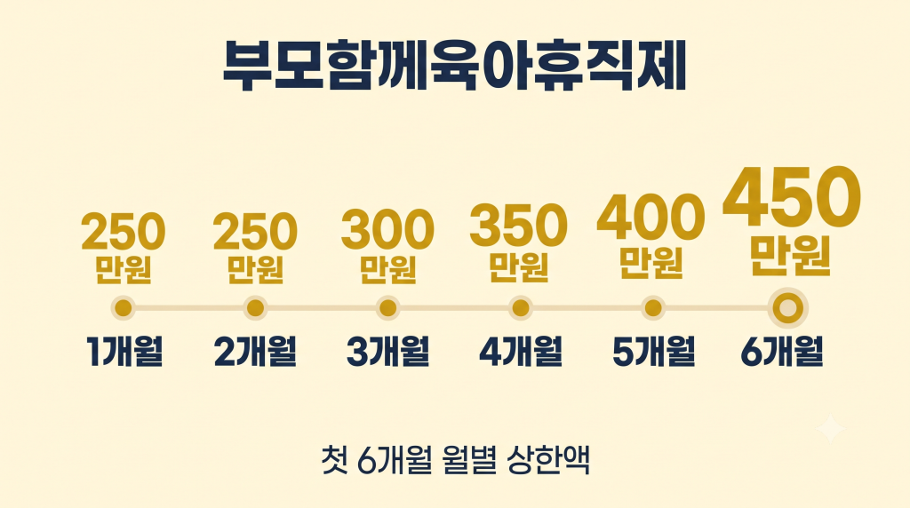 부모함께육아휴직제 첫 6개월 월별 급여 상한액