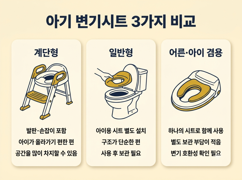 계단형 일반형 어른 아이 겸용 아기 변기시트 비교