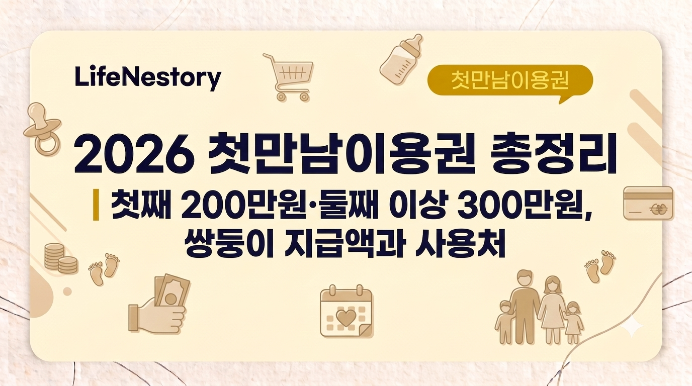 2026 첫만남이용권 첫째 200만원 둘째 이상 300만원 쌍둥이 지급액 안내